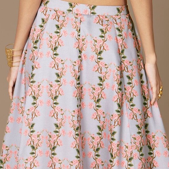 Indya Floral Grey Flared Maxi silk Skirt (Lehenga) & Top - Worn once. - Picture 14 of 16